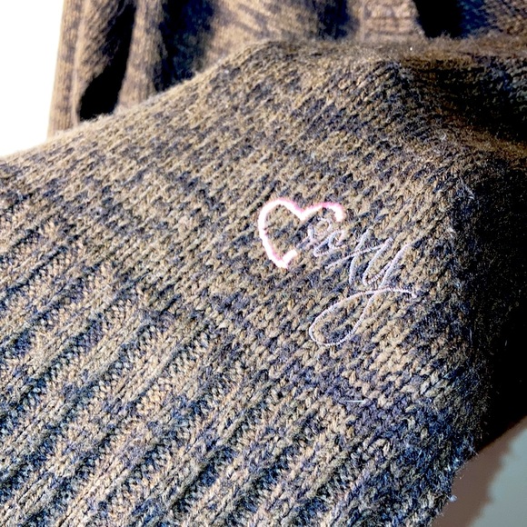 Roxy Brown Hooded V Neck Sweater Size Large - Picture 5 of 10